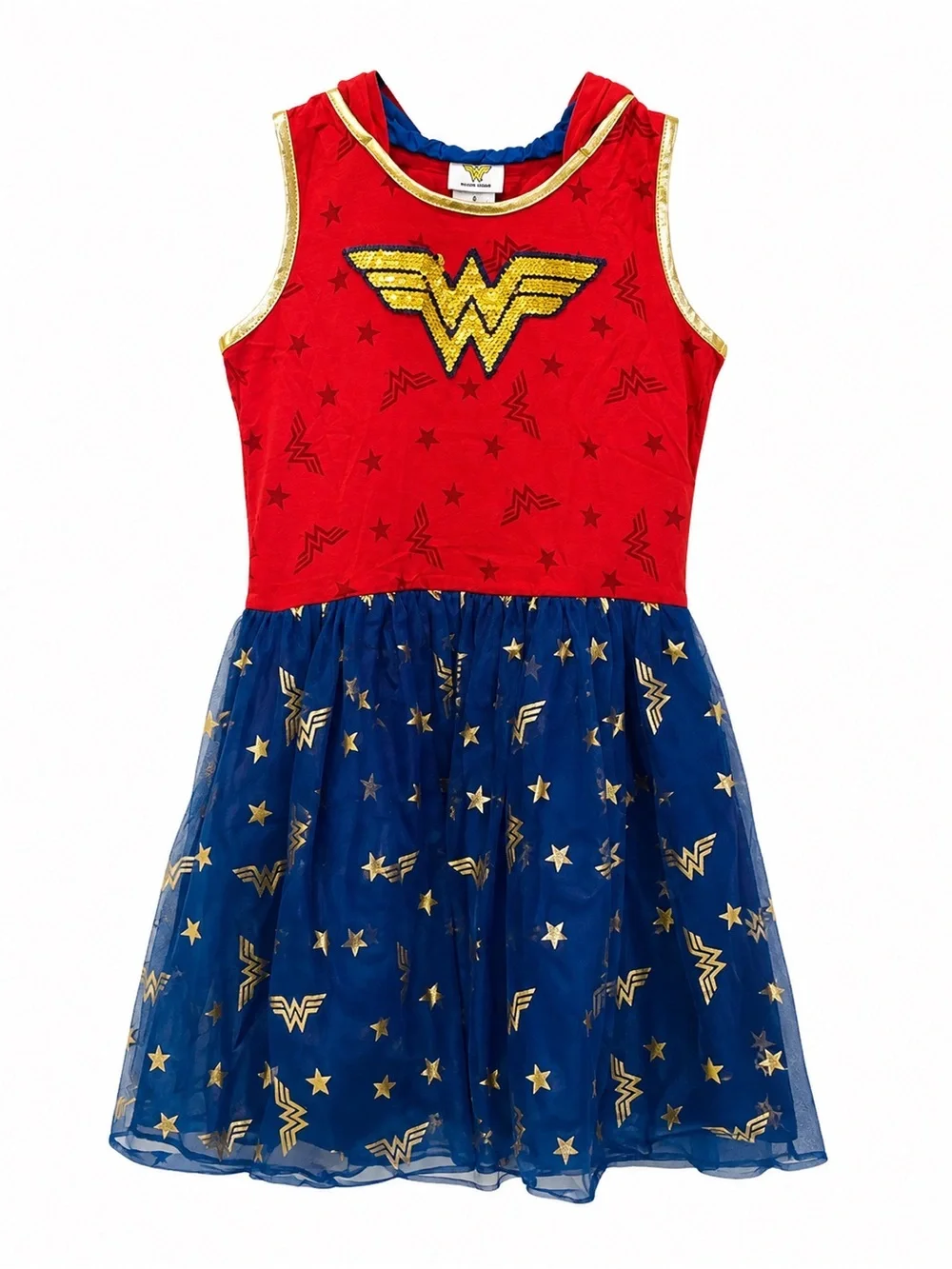 Wonder Woman Girls' Red and Blue Costume Dress - Wonder